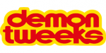 Demon Tweeks logo where the word demon is on top and tweeks underneath. Text is red with a yellow outline
